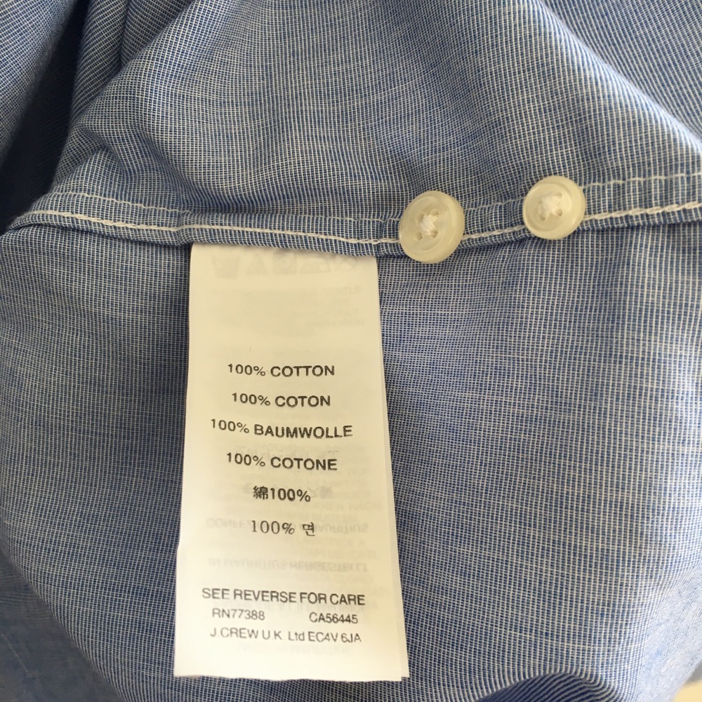 J. Crew Button Down Denim Chambray, M, Slim Fit - Picture 10 of 10
